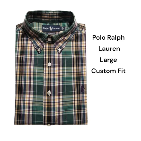 Polo Ralph Lauren Custom Fit Plaid Button Down Shirt Large Mannequin - Picture 1 of 6
